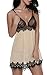 Produktbild BMAKA Damen Sexy Nachtmaentel mit String Nachtkleid Spitze Satin Nachthemd Babydoll Dessous Kimono Negligee(Aprikosen,M)