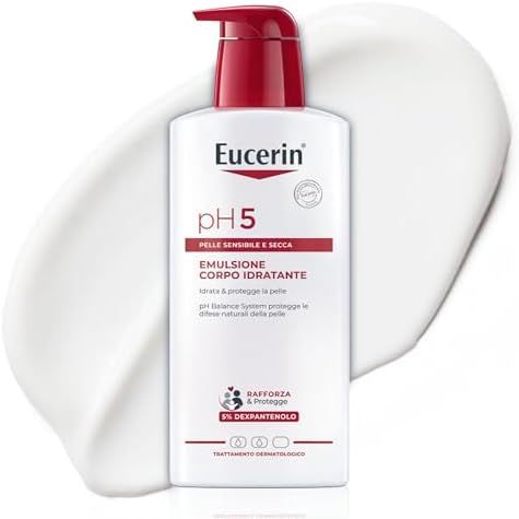 Eucerin pH5 Emulsione Corpo Idratante 400 ml, Crema idratante corpo con Dexpantenolo e Glicerina per un'idratazione a lunga durata, Formula in emulsione per pelle secca e sensibile