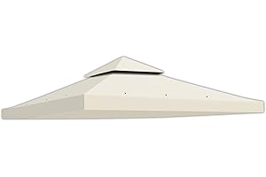 BenefitUSA Auvent de Rechange Uniquement de 3 x 3 m pour tonnelle de terrasse, pavillon, Pare-Soleil en Polyester à Double Niveau, écru