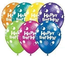 Happy Birthday Latex Balloons Assorted Colors (Pack of 12)- Sharry