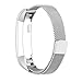 Produktbild BlueBeach® Einstellbar Fitbit Alta / Alta HR Ersatzband Uhrenarmband Edelstahl Armband Uhrarmband Band mit Magnetverschluss - Milanese Mesh Stil (Silber)
