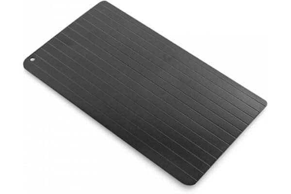 InnovaGoods - Plaque de Décongélation Rapide Qheat, Éco-Responsable, Anti-Adhérente, Universelle pour Viande, Poisson, Légumes, Noir, 35x20.5x1 cm, Métal
