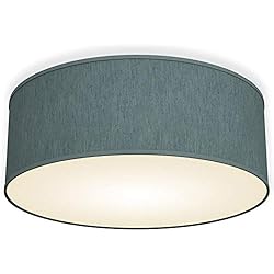 Lámpara de techo moderna con pantalla textil Ø 30cm, Lampara LED con 2 llamas, Luz de techo de tela E14, Pantalla de Algodón gris