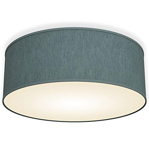 B.K.Licht Bedroom Ceiling Lamp Shade, GreenGrey Fabric, Flush Mount