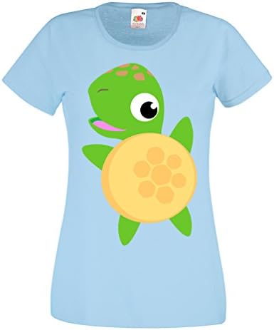 InfiniteTee UK Ladies Sea Turtle T-Shirt â€“ Sweet Animal Ocean Cute Gift For Her Sky-Blue (X-Large)