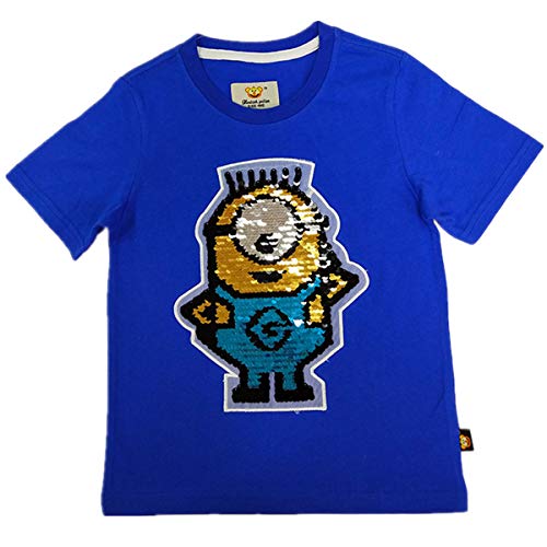 I pass Tops de algodón de Camiseta de Lentejuelas mágicas para niños de 9-10 años de Edad, color Azul