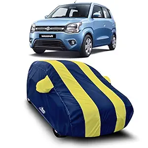 AARTRI - Water Resistant - dust Proof - car Body Cover for Maruti Suzuki Wagon R car Cover - Water Resistant UV Proof - car Body Cover (Strips Yellow with Mirror Pockets)