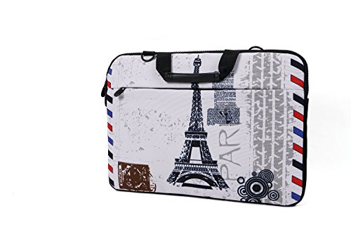 Sidorenko Canvas Notebooktasche für 17-17,3 “ Zoll ( 43,9 cm) mit Zubehörfach und Schultergurt / Vorder – Rückseite bedruckt - 4