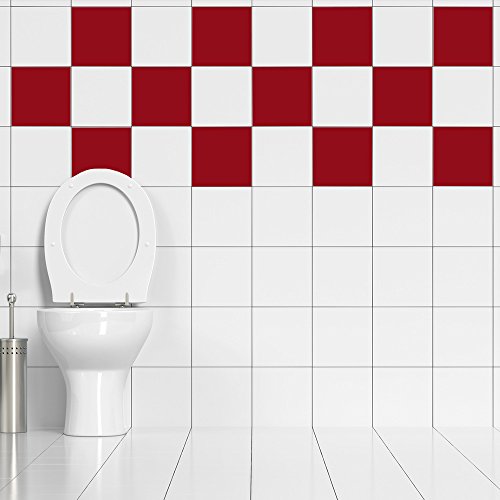 50x Rapid Teck® Fliesenaufkleber matt selbstklebend 15cm x15cm- Folien Fliesen Aufkleber 030 Dunkel Rot - 2