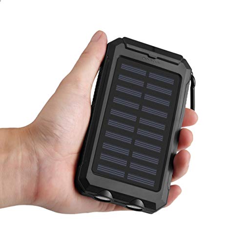 Preisvergleich Produktbild Dailyinshop Wasserdichtes dauerhaftes 300000mAh tragbares Solarladegerät Doppel-USB-Batterieleistungs-Bank mit Kompass 2 LED für Notfall im Freien (Farbe: Schwarzes)