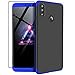 Produktbild AILZH Huawei Honor Note 10 Hülle+Gehärteter Glasfilm 360 Grad HandyHülle PC Hartschale Anti-Schock Schutzhülle Anti-Kratz Stoßfänger Bumper 360° Cover Case matt Schutzkasten(Blau schwarz)