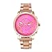 Produktbild Luxus-stilvolle Mode-Uhr Römische Zahl Uhr Genf-Edelstahl-Quarz-Sport-Vorwahlknopf-Armbanduhr LANSKIRT (Hot Pink)