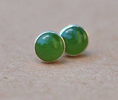 Nephrite Jade earrings with Sterling silver studs 6mm