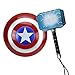 Produktbild Halloween Dekorative Maske - Kinder Captain America Schild, Spielzeug Sound Und Lichtschwert, Quake Hammer Mantel Waffe . Roter Schall- Und Lichtschutz + Schall- Und Lichthammer
