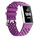 Produktbild MuSheng for Fitbit Charge 3 Armband, Small Weich Silikon Sport Uhrenarmband Ersatz Verstellbare Band für Fitbit Charge 3 (Lila)