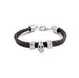 GYJUN Vintage Herren 316L Edelstahl Skull Webart Lederarmbänder , black
