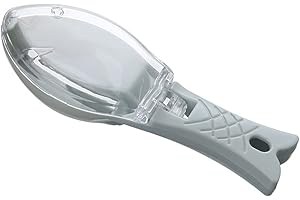 AEIOFU Fish Clean Scales Quick Remove Fish Skin Brush Plastic Fish Scales Graters Scraper with Clear Cover Kitchen Cooking Tools Blue