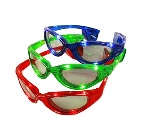 HAAC Gag Party Brille mit Licht leuchtend Farbe grün, rot oder blau für Fasching Karneval - 4