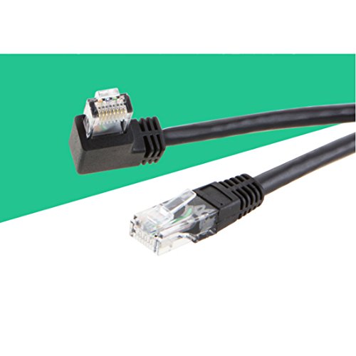 90 Grad Cat6 Ethernet Kabel, ArtMK Vernetzung Crystal Head Internet Katze 6 Kabel Interconnect Computer PC Router, Drucker, XBox, PSP ect- Universal RJ45 Steckverbinder, Netzwerk GbE Patch Lan Schwarz - 6