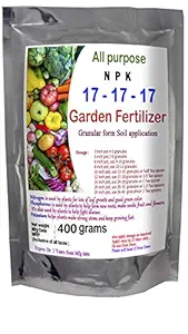 TSR Organic Fertilisers & Pesticides NPK 17 17 17, 400 gm Nitrogen Phosphorus Potassium Soil Application granules