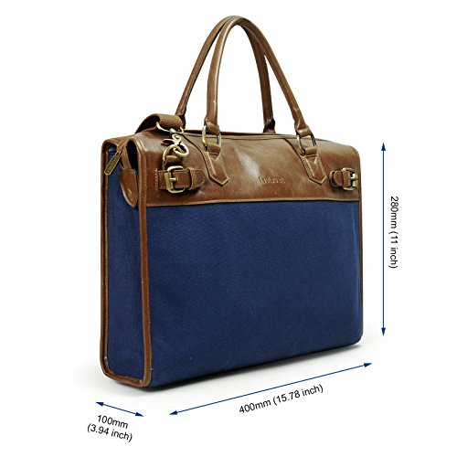 Lavievert Laptop-Tasche , aus Baumwolle , Segeltuch und PU Leder . Mit Seitwärts Banden Entworfene Klasische Laptop – Schulter – Tasche und Handtasche ( 2 in 1 ) / Notebook Gepolsterte Hülle für mehr als 15.6 Zoll Laptop ( 2 Säckechen dain, der Gepolsterte Sack für über 14 Zoll Laptop , auch geeignet für 15-Zoll MacBook , der andere Sack für über 15.6 Zoll Laptop ) - 5