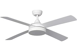 TECHBREY - Ventilatore da Soffitto con Luce LED 15W | Motore DC Silenzioso | 6 Velocità | Timer e Telecomando | Funzione Estate-Inverno | Ø132 cm, Bianco, Legno