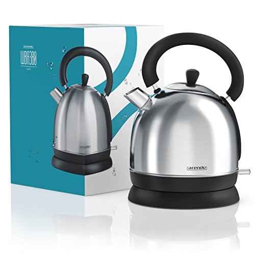 Arendo – 3000 Watt Retro Edelstahl Wasserkocher / Teekessel / im Retro-Design (Teekessel-Form) | integrierter Kalkfilter rausnehmbar | Füllmenge maximal 1,8 Liter (leicht ablesbar) | automatische Abschaltung | integrierter leicht zu reinigender Kalkfilter | silber - 8
