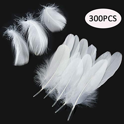 Plumas blancas, 300 piezas de artesanía natural Plumas de ganso para disfraces, bolsos, decoración de aretes, atrapasueños de bricolaje, festival de bodas, decoraciones para fiestas en el hogar
