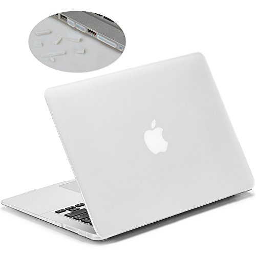 Matte Hartschale für 11 Zoll MacBook Air, LENTION Durchsichtige Plastikabdeckung & Schale für Mac Book Laptop, matte Hülle mit Gummifüßen, mit Anti-Staub Port Stecker - Transparent Weiß