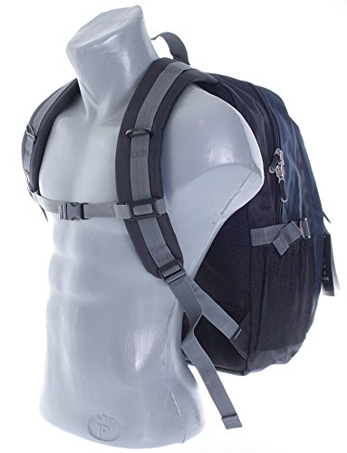 RUCKSACK mit Laptopfach HN2451 Schulrucksack Freizeitrucksack Sportrucksack Daypack groß Nylon 47cmx30cmx20cm (HxBxT) (Schwarz) - 6