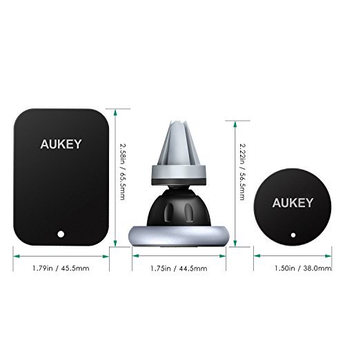 AUKEY HD-C12 Supporto Auto Smartphone Magnetico 360 Gradi in Alluminio Porta Cellulare Auto Universale per iPhone 7 / 7 plus / 6 / 6 plus / 5 / 5S, Samsung Note 8 / Galaxy S8 / S6 / Edge S6 / S5 / S4 / S3, Sony, Nexus, LG, HUAWEI, HTC ecc. Argento