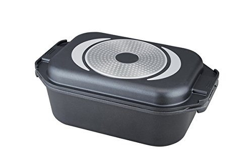 Schäfer Bräter - Induktions-Brattopf der "SERIE MAYA" mit GRILL-Deckel (Grillplatte) mit Innen-Marmorbeschichtung 10769