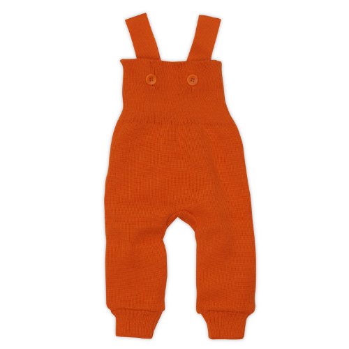 Disana - Knitted Baby Dungarees, 3-7 months (Height 23-27) (62/68), Orange, 100% Organic Merino Wool
