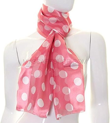 Pink Big Polka Dot Satin Stripe Scarf