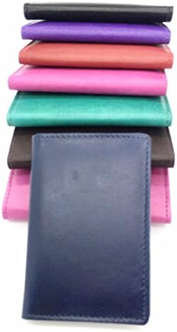 RFID SAFE REAL LEATHER CREDIT CARD HOLDER WALLET WITH REMOVABLE SLEEVES (BLUE)
