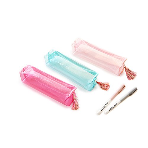 Estuche transparente para mujer y ni  a  pl  stico l  ser  adecuado tambi  n para maquillaje  color rosa