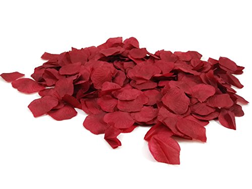 500 dunkelrote Rosenblätter, bordeaux rot – Hochzeitsdeko, Valentinstag, Heiratsantrag, Streudeko, Liebe, Romantisch, Basteln – dunkelrot, Stoff, Blütenblätter, Valentinsgeschenk, künstliche Blütenblätter - 2