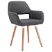 Produktbild WOLTU® 1 Stück Esszimmerstuhl Küchenstuhl Wohnzimmerstuhl Design Stuhl Retro Stuhl Polsterstuhl mit Arm- und Rückenlehne, Dicke Polsterung aus Leinen, Massivholz Dunkelgrau BH76dgr-1