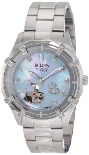 Bulova Women's Mechanical 96R151 Silver Stainless-Steel Automatic Watch with Mother-Of-Pearl Dial