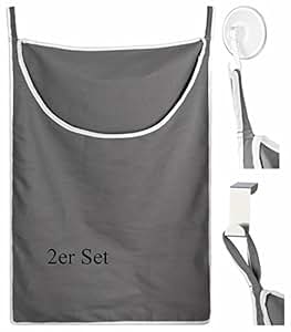 TOPP4u 2er Set Wäschesammler zum Aufhängen, 50x72 cm, 2 Türhaken + 2