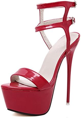Women's Ladies New Sexy Super Stilettos Thin High Heel Sandals Peep Toe Shoes Platform Waterproof Ankle Strap Buckle Hollow Patent Leather Black White Autumn Spring Summer Party Evening Clubbing Prom , 2 , EUR 39/ UK 5