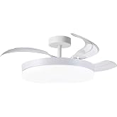BEL AIR HOME Ceiling Fan Ares Mini White | Silent DC Motor, 24 W LED Light, 3 Colour Temperatures, Retractable Blades, Remote