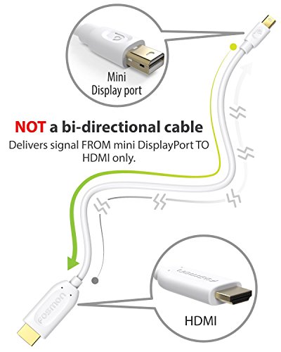 Mini DisplayPort zu HDMI Kabel 4,5m / 15ft, Fosmon Mini DP [1080p | Thunderbolt Port kompatibel] zum HDMI Kabel Adapter für HDTV 1080p 3D – vergoldet (weiß) - 5