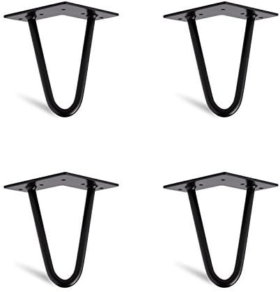 4x Hair Pin Hairpin Legs Table Leg Table Base TABLE BASE/Assorted Colours and Models/Modern Style Frame Height 15 cm/28-inch Steel Copper, White/Black, black