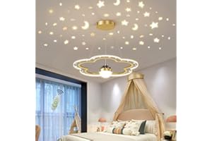Lxq LED Ciel Étoilé Lustre Fleur Design Chambre d'enfant Lampe Suspendues Dimmable Salle à Manger Suspension Garçon Fille Lampes Table Pendentif Intérieur Éclairage Lumières,d'or,40cm Gold D'or