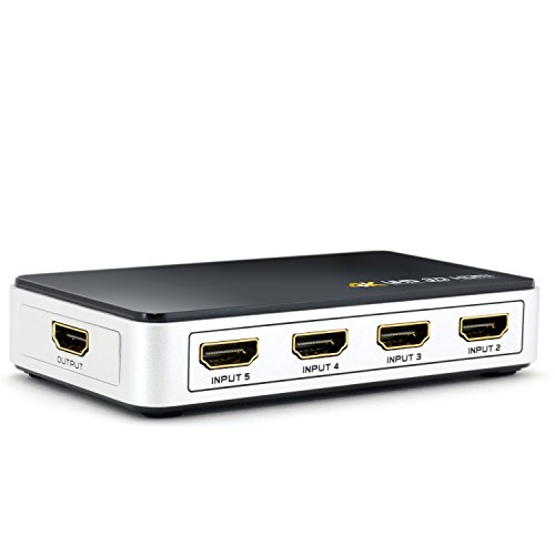 CSL – UHD (4K) HDMI SWITCH inkl. ARC (Audio Return Channel) | 3D Ready / Full HD 1080p / ULTRA HD 2160p / Dolby True HD | ARC und CEC | 5 Port (5 x IN / 1 x OUT) Verteiler / automatischer Umschalter 5 auf 1 | Metallgehäuse | inkl. Fernbedienung und Netzteil - 3