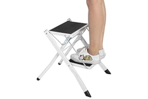 BRIEFNESS Mini-Trittleiter, klein, 2 Stufen Stahl- Klapptritt, Hocker, leicht, zusammenklappbar, stabil mit Sicherheits-Anti-Rutsch-Matte, ideal für Zuhause/Küche/Garage/Büro, bis 150 kg belastbar