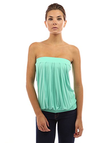 PattyBoutik Women's Pleated Tube Top (Mint Green 12)