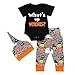 Produktbild Elecenty Overall 3PCS Kindermode,Halloween Neugeborenes Spielanzug Strampler Babyklamotten Unisex Brief Drucken Langarm Jumpsuit+ Kürbis Drucken Lange Hosen + Hut Wickelbody