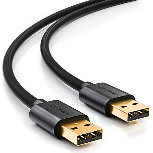 deleyCON [1,5m] USB 2.0 High Speed Kabel - PREMIUM USB 2.0 Datenkabel - USB A-Stecker zu USB A-Stecker - Übertragungsraten bis zu 480Mbps - geschirmtes, flexibles PREMIUM USB 2.0 High Speed Kabel - schnelle und sichere Datenübertragung - passgenaue, stabile USB Stecker - abwärtskompatibel zu USB 1.1 - Farbe: Schwarz